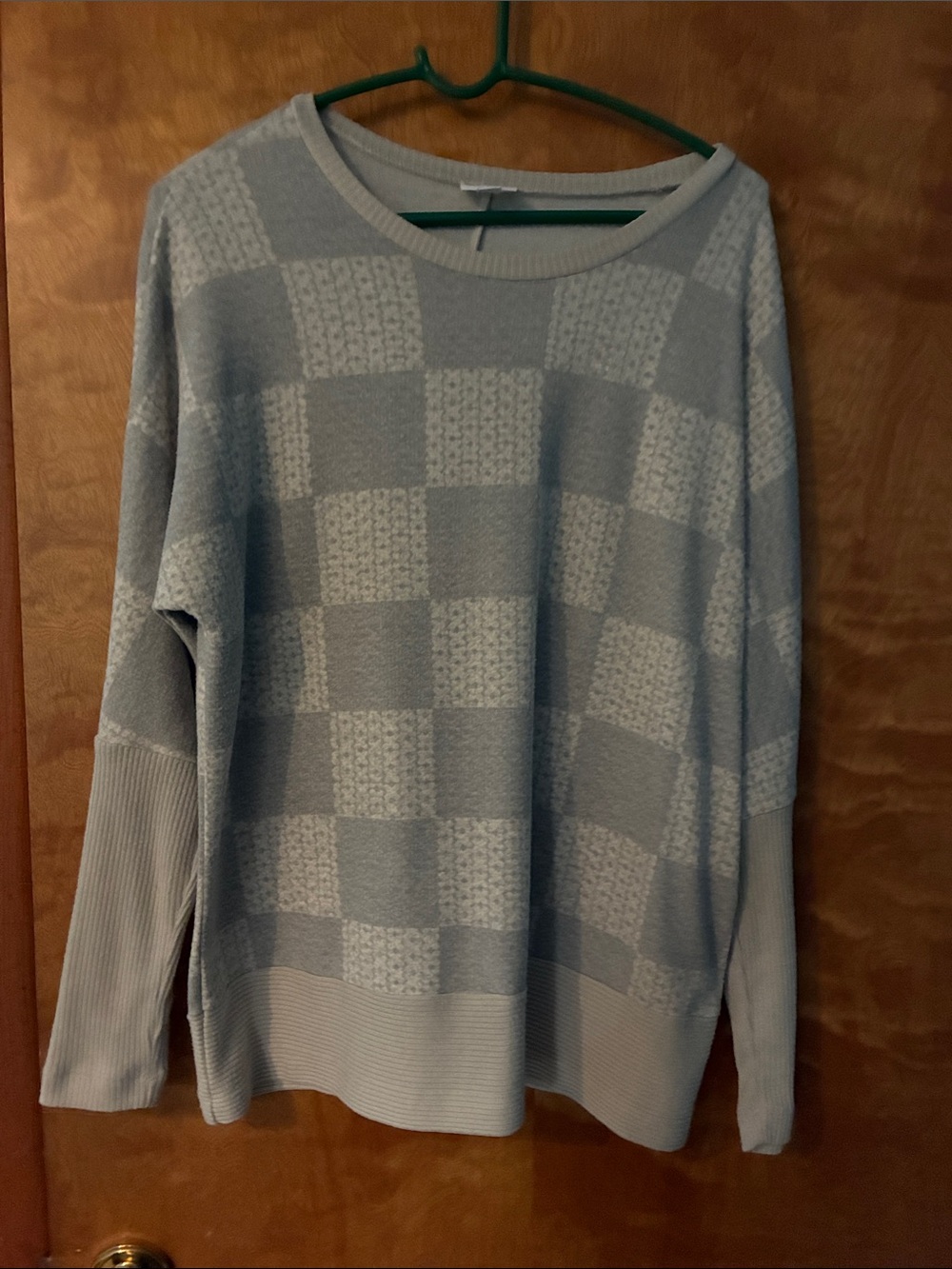 Grey Checker Knit Women's Sweater